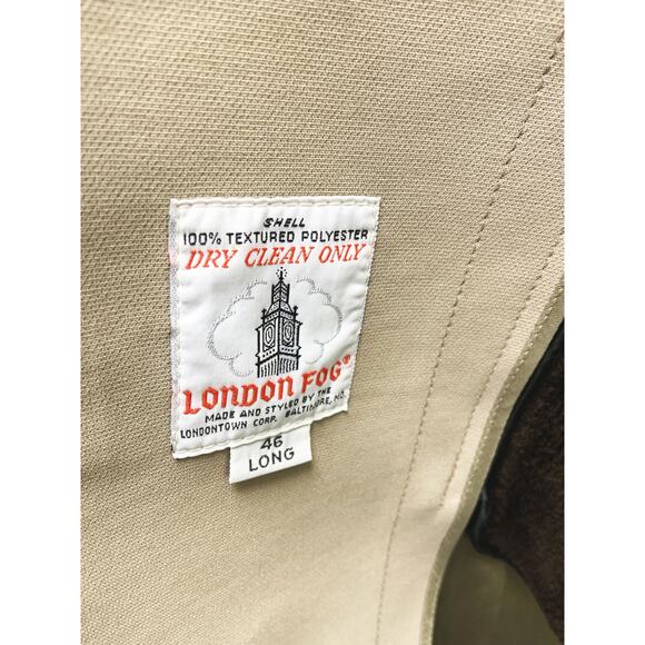 London Fog Maincoats Beige Khaki Tan Trench Coat Clipper Collar Size 46 - Picture 5 of 9